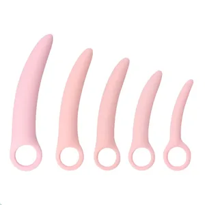 1 Juego de 5 uds. De silicona suave, pequeño anillo de tracción de marfil, dilatador Vaginal, tapón Anal para vaginismo, juguetes, dilatador, producto para sexo Anal y vaginal